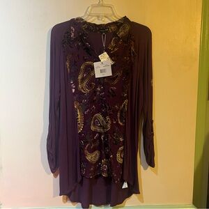 RXB Paisley Print Purple Women's Top Tunic